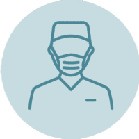 Icon of a Cornea Specialists professional wearing a mask and cap.